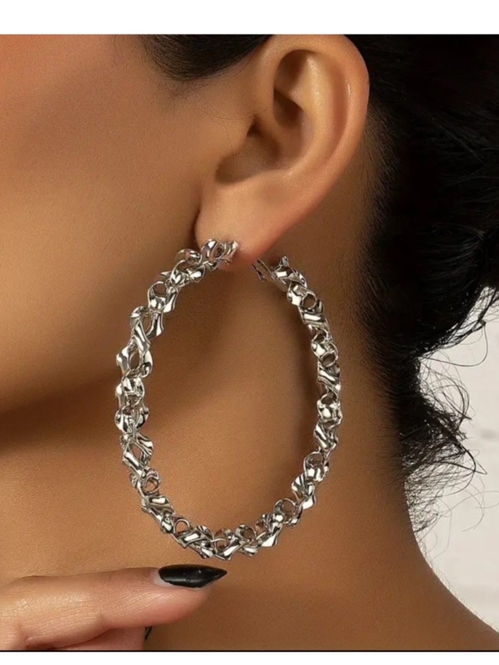 Silver Twisted Hoop Earrings - Women Jewelry New